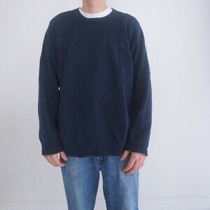 Vintage '90S Izod Argyle Pattern 100% Cotton Knit Crewneck Sweater XL
